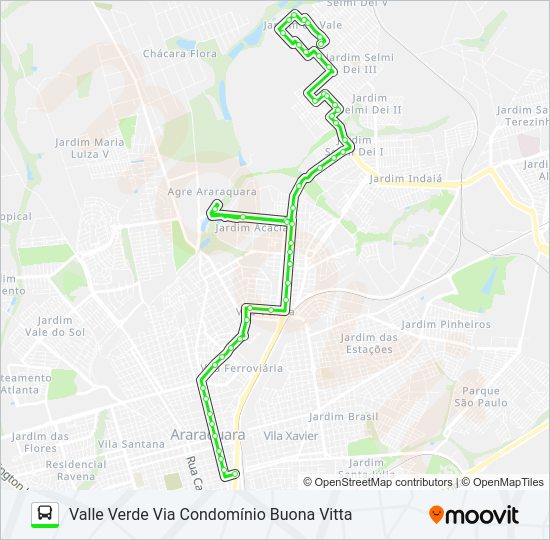 Mapa da linha VALLE VERDE / TCI / VIA ROXO de ônibus