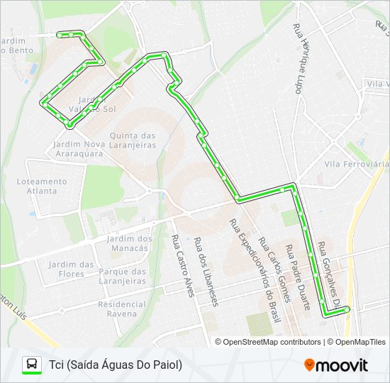 Mapa da linha HORTÊNSIAS / ÁGUAS DO PAIOL de ônibus