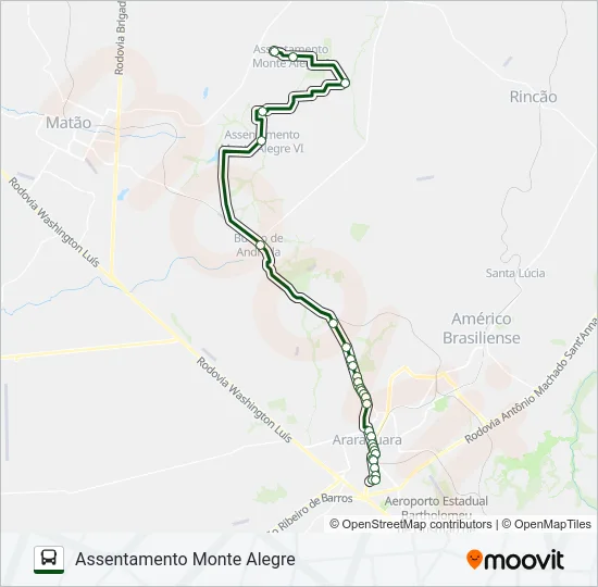 MONTE ALEGRE / ARARAQUARA Bus Line Map