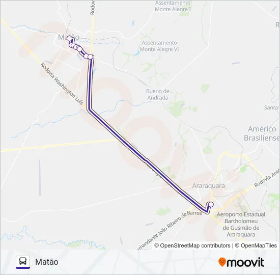 ARARAQUARA / MATÃO (SUBURBANA) Bus Line Map