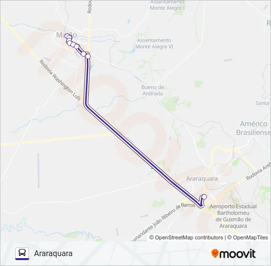 ARARAQUARA / MATÃO (SUBURBANA) Bus Line Map