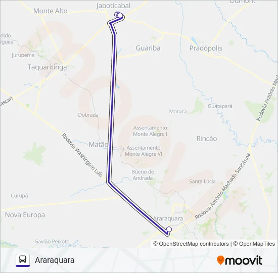 ARARAQUARA / JABOTICABAL (SUBURBANA) Bus Line Map
