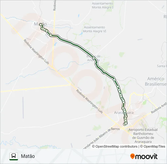 MATÃO / ARARAQUARA (SUBURBANA) Bus Line Map