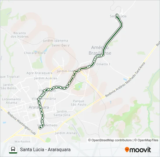 ARARAQUARA / RINCÃO (SUBURBANA) Bus Line Map
