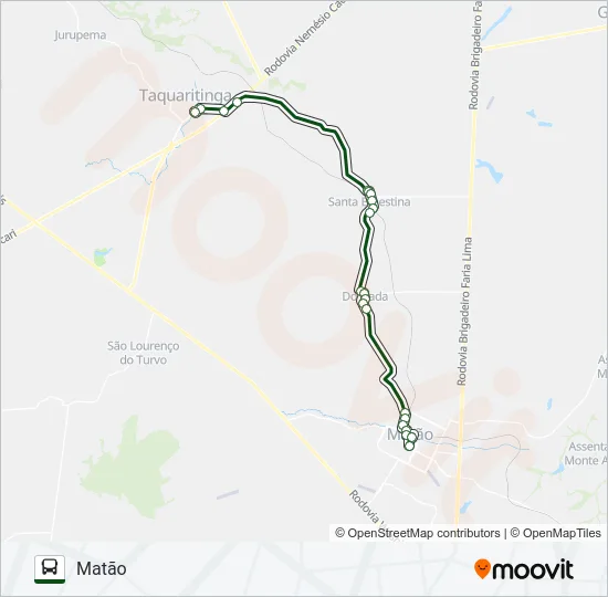 MATÃO / TAQUARITINGA (SUBURBANA) Bus Line Map
