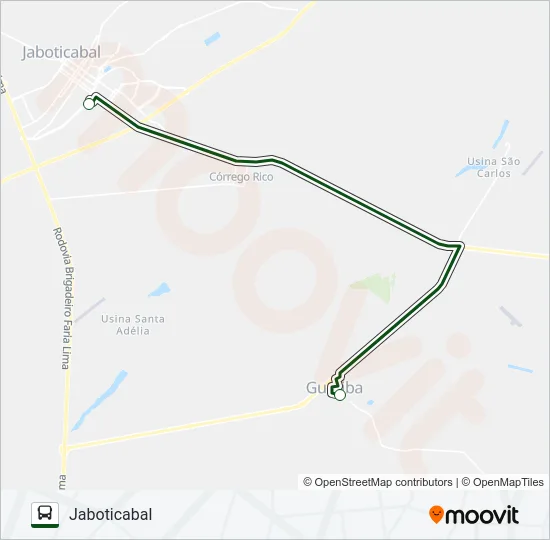 GUARIBA / JABOTICABAL (SUBURBANA) Bus Line Map