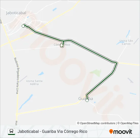 GUARIBA / JABOTICABAL (SUBURBANA) Bus Line Map