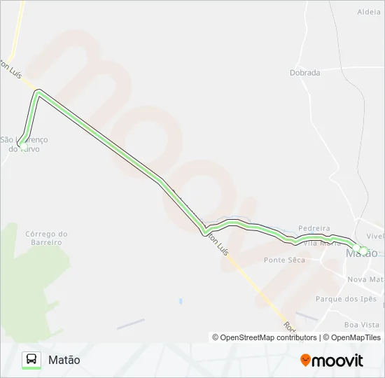 MATÃO / SÃO LOURENÇO DO TURVO Bus Line Map