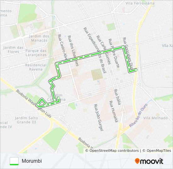 Mapa da linha TAMOIOS (VIA SANTA LÚCIA) / MORUMBI de ônibus