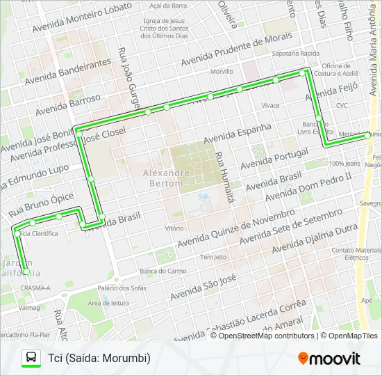 TAMOIOS (VIA SANTA LÚCIA) / MORUMBI Bus Line Map