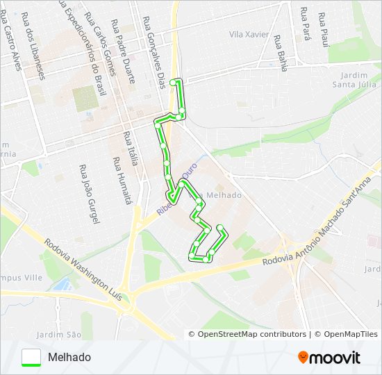 Mapa da linha GRAMADO / MELHADO de ônibus