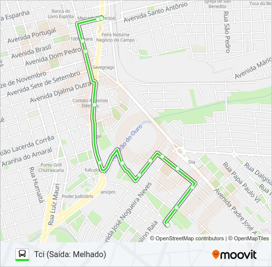Mapa da linha GRAMADO / MELHADO de ônibus