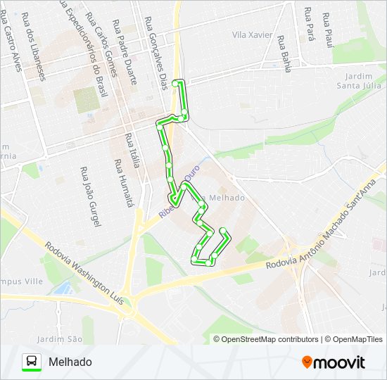Mapa da linha GRAMADO / MELHADO de ônibus
