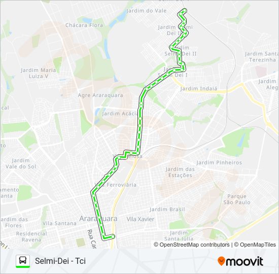 Mapa da linha SELMI-DEI / TCI de ônibus