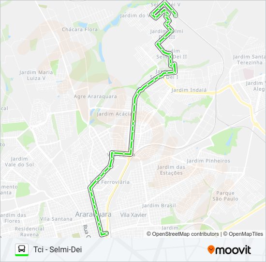 Mapa da linha SELMI-DEI / TCI de ônibus