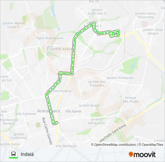 Mapa da linha IEDA / INDAIÁ de ônibus