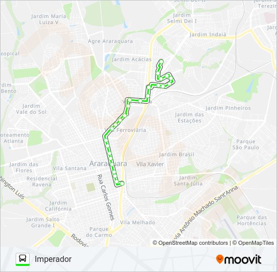 Mapa da linha IMPERADOR / TCI de ônibus
