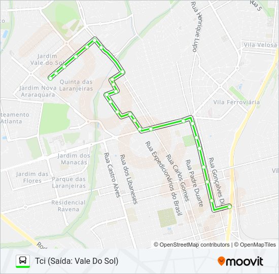 Mapa da linha VALE DO SOL / PARQUE SÃO PAULO de ônibus