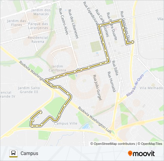 Mapa de CAMPUS/VILA XAVIER de autobús