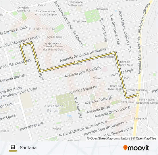 SANTANA / PINHEIRINHO Bus Line Map