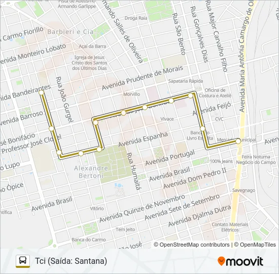 SANTANA / PINHEIRINHO Bus Line Map