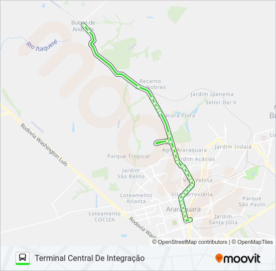 Mapa da linha BUENO / TCI de ônibus