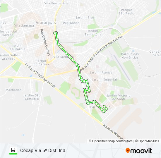 Mapa da linha UNIVERSAL / CECAP de ônibus