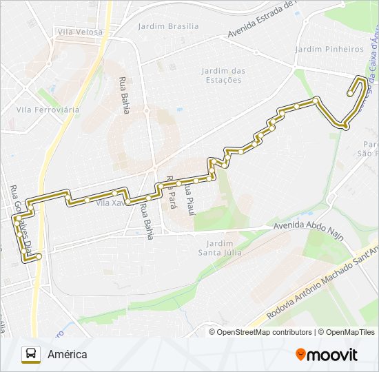 Mapa da linha AMÉRICA / IGUATEMI de ônibus