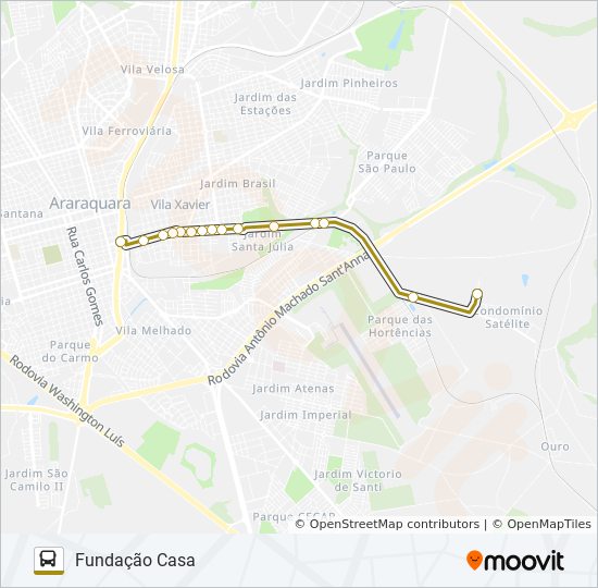 Mapa da linha FUNDAÇÃO CASA / CR de ônibus