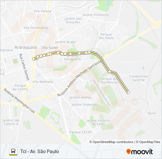 Mapa da linha FUNDAÇÃO CASA / CR de ônibus