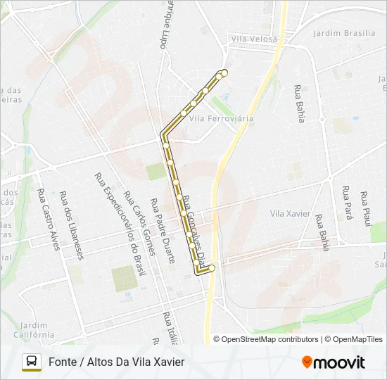 FONTE / ALTOS DA VILA XAVIER Bus Line Map