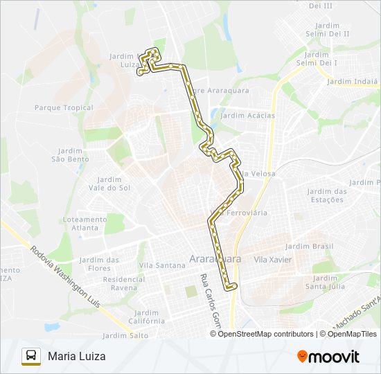 Mapa da linha MARIA LUIZA / VITÓRIO DE SANTI de ônibus