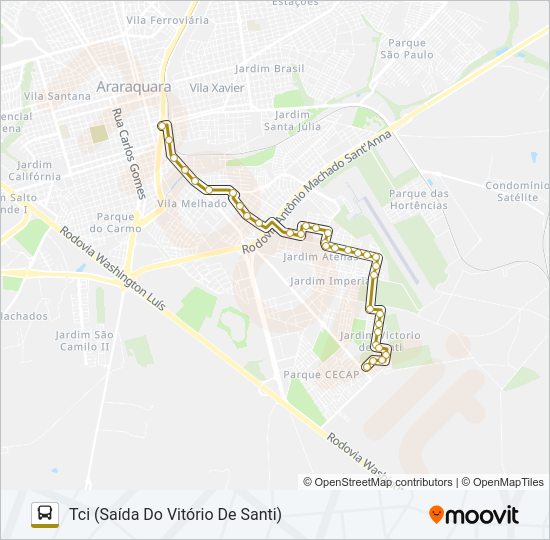 Mapa da linha MARIA LUIZA / VITÓRIO DE SANTI de ônibus