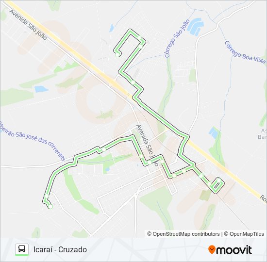 Mapa da linha CRUZADO / ICARAÍ de ônibus