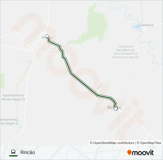 RINCÃO / MOTUCA - SUBURBANA Bus Line Map