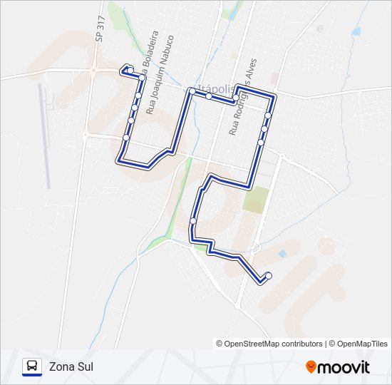 Mapa da linha  VERMELHA - 101 de ônibus