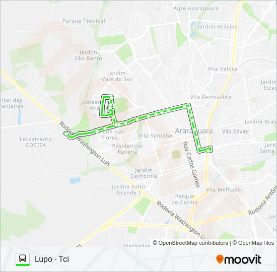 RODORIB / TCI (SHOPPING JARAGUÁ) Bus Line Map