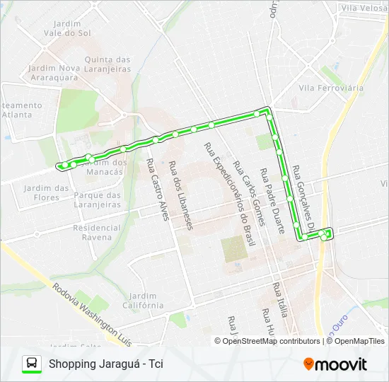 RODORIB / TCI (SHOPPING JARAGUÁ) Bus Line Map