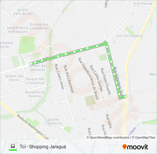 RODORIB / TCI (SHOPPING JARAGUÁ) Bus Line Map