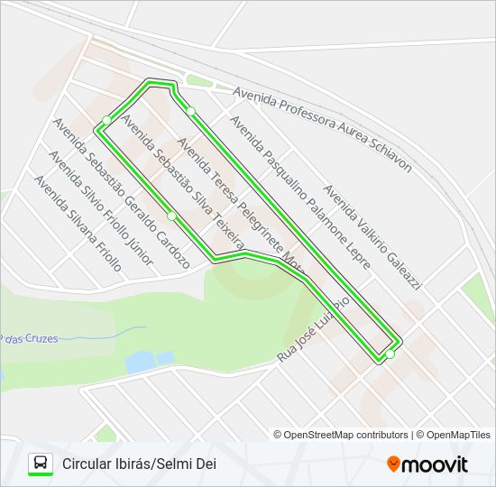 Mapa da linha VILA DOS IBIRÁS/SELMI DEI de ônibus