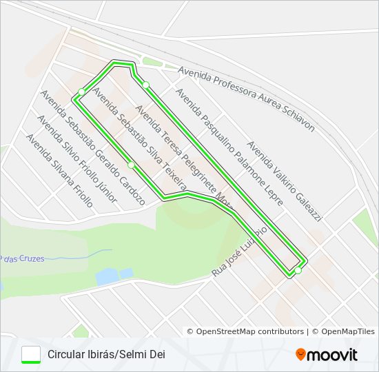 Mapa da linha VILA DOS IBIRÁS/SELMI DEI de ônibus