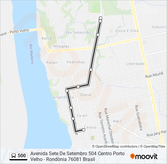 Mapa da linha 500 de ônibus