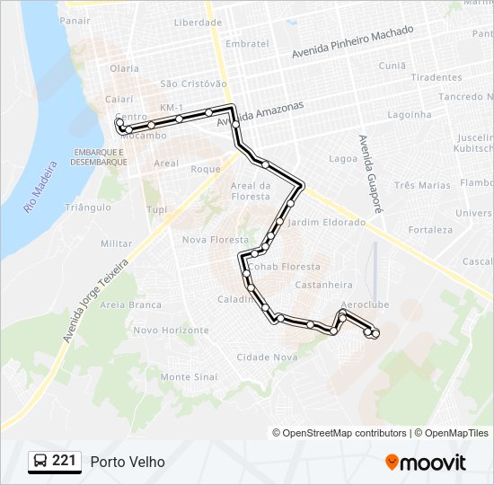Mapa da linha 221 de ônibus