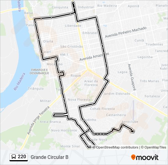 Mapa da linha 220 de ônibus