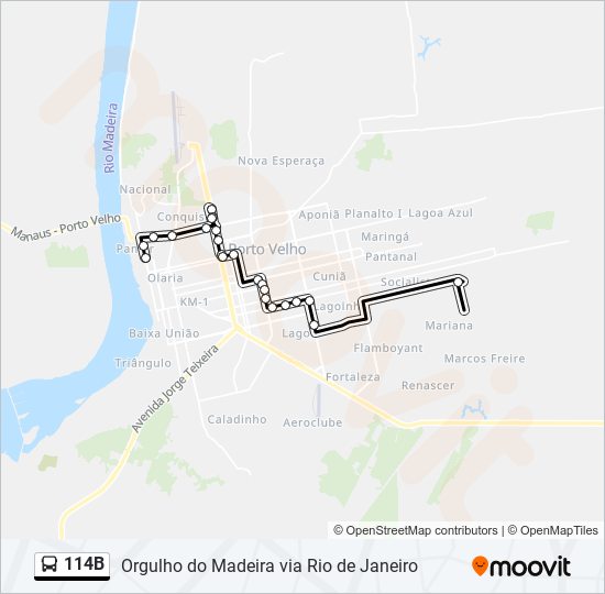 114B bus Line Map