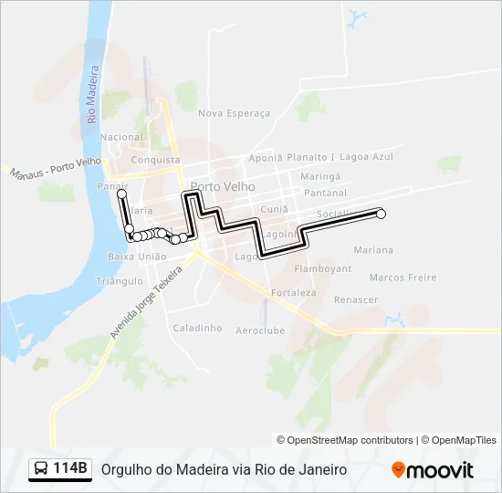 114B Bus Line Map