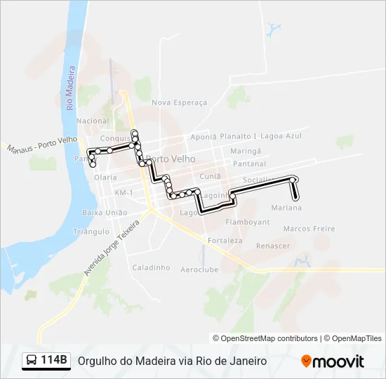 114B Bus Line Map