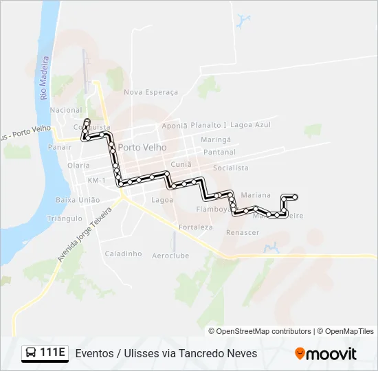 111E Bus Line Map