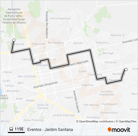 115E Bus Line Map