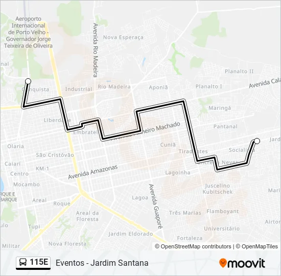 115E Bus Line Map
